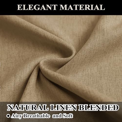 Fcosie Taupe Blackout Curtains 96 Inches Long Faux Linen Room
