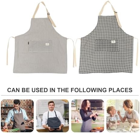 BESPORTBLE 2Pcs Fashion Kitchen Apron with Pocket, Cotton Linen