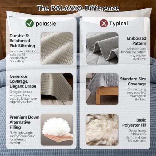 palassio King Quilt Bedding Set Channel Pick Stitch Striped Beige