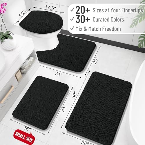 OLANLY Chenille Bath Mat and Bathroom Rugs Sets 2 Piece, Bath Mat Size