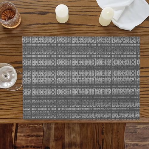 Placemats Set of 8, Gradient Gray Boho Geometric Table Mats Washable