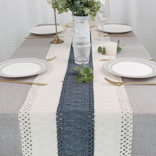 FEXIA Boho Table Runner for Home Decor 12x108 Blue Fall Rustic