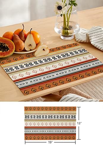 Farmhouse Boho Table Mats Set of 4 With Table Runner 90 Inches