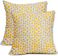 Yellow Cream Pillow Covers 20x20 Set of 2 Boho Design Polka Dot Throw