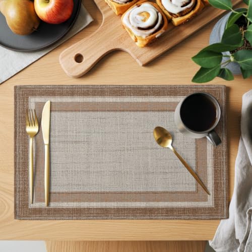 Concentric Frames Placemats Set of 12, 13''x19'' Washable Rectangular
