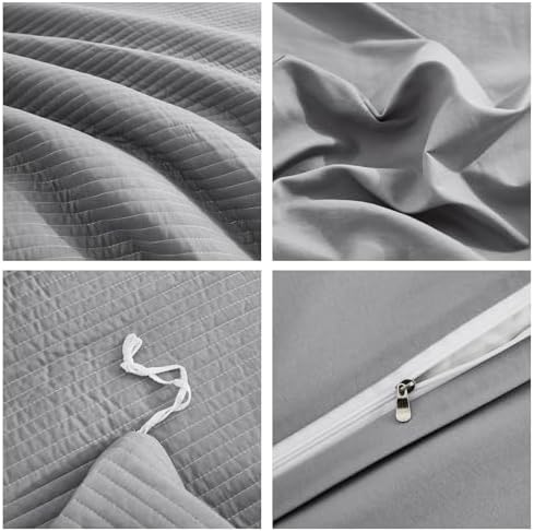 Stripe Quilted Duvet Cover Set, Soft Lightweight Coverlet, 3 Pieces
