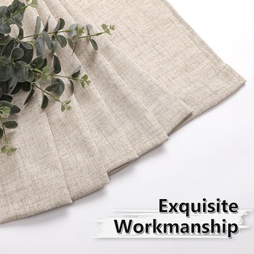Tollpiz Linen Curtain Living Room Rod Pocket Semi Sheer Curtains