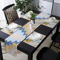 Abstract Table Mats Set of 4 With Table Runner 90 Inches Long,Cotton