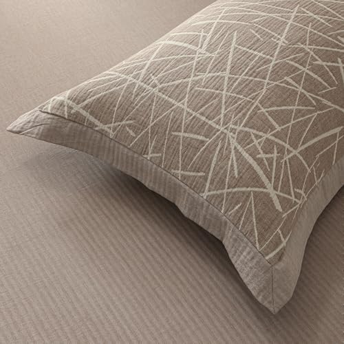 SUSYBAO King Size Duvet Cover Cotton Linen 3 Pieces Set 1 Taupe