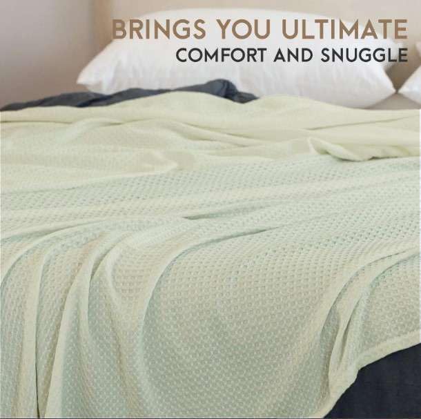 California King Size Cotton Waffle Weave Blanket – Lightweight