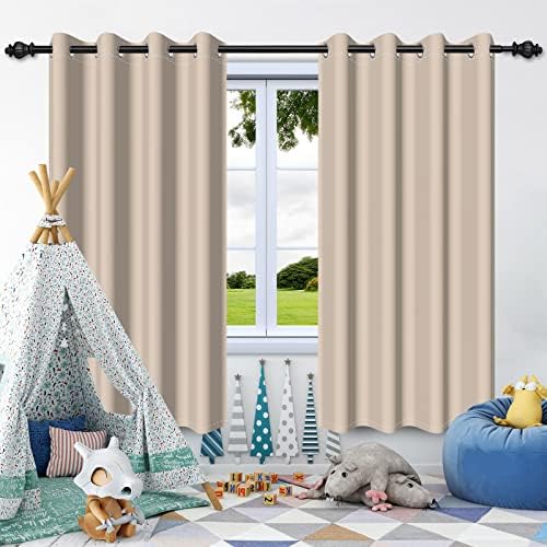 Ivory Blackout Curtains for Bedroom Living Room 2 Panels Solid Cream