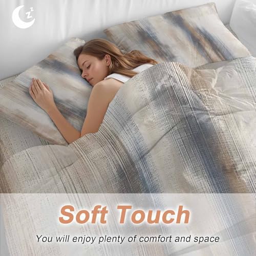 Beige Gray Duvet Cover Set Queen Size, Abstract Grunge Mottled Neutral