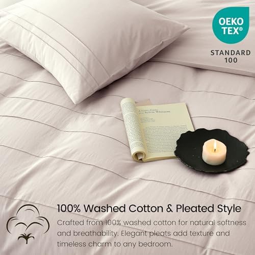 BISELINA 100% Washed Cotton Duvet Cover Set – Soft & Cozy Summer