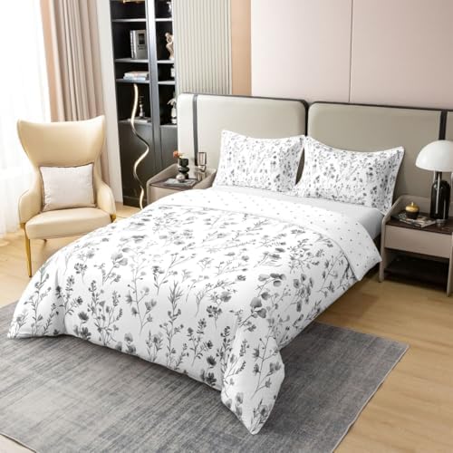 Erosebridal Botanical Floral 100% Cotton Duvet Cover Queen Size Modern