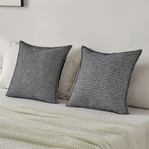 FUTEI Pack of 2 Chenille Throw Pillow Covers 18x18 Inch, Black
