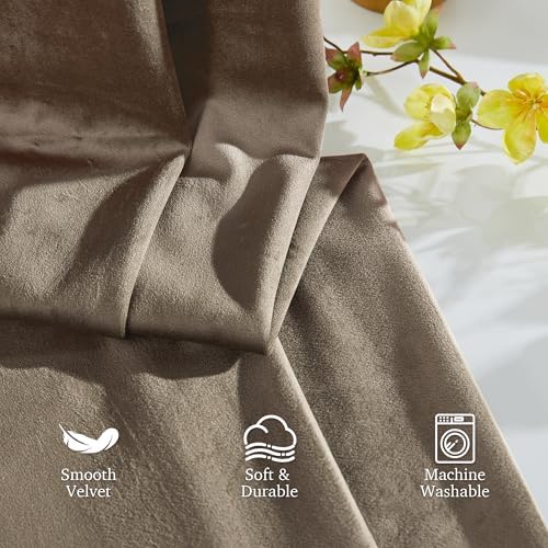 StangH Taupe Velvet Curtains 120 Inches Long 2 Panels Luxury Heavy