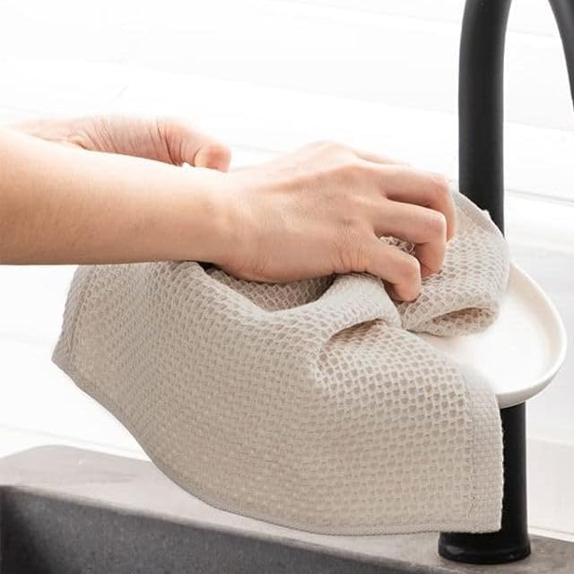 100% Cotton Waffle Dish Towels 4 Pack, Heavy Duty Honeycomb Waffle