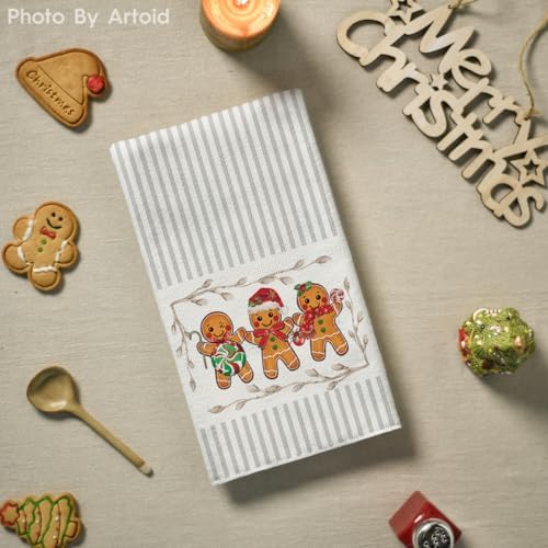 Artoid Mode Beige Candy Christmas Kitchen Towels Set of 2 18x26 Inch