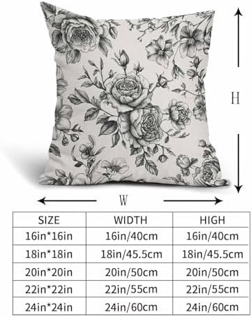 Black and White Floral Throw Pillow Covers Boho Cushion Case