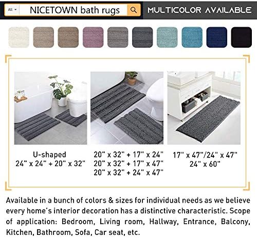 NICETOWN Grey Bathroom Runner Rug, Extra Thick Oversize Bath Mat for
