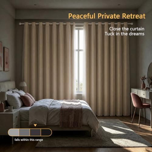 Anytime Double Layer Blackout Curtains 2 Panels,35Wx84L,Cream