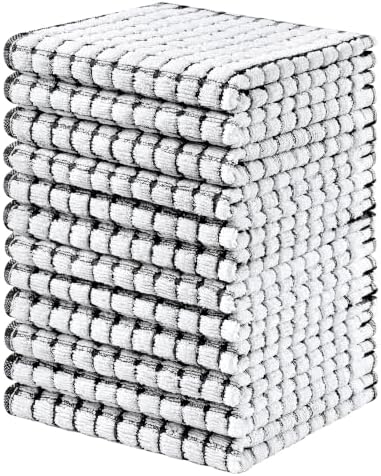 Homaxy 12 Pack Terry Kitchen Dish Cloths, 12"x12", Black