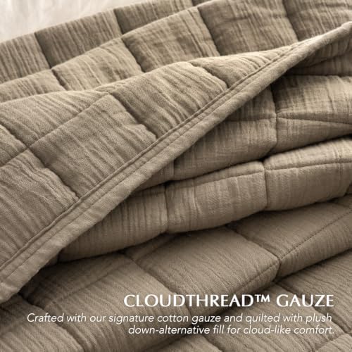 EverGrace Cotton Gauze Muslin Quilt Set, King, Stone Taupe