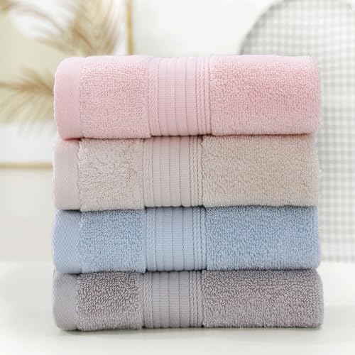 Solid Striped Hand Towel Set 13" x 29" Cotton Soft Absorbent Towels
