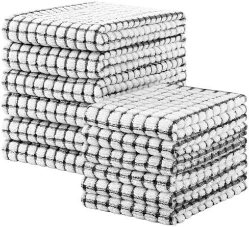Kitinjoy 12 Pack Dishcloths and Kitchen Towels Sets, Black