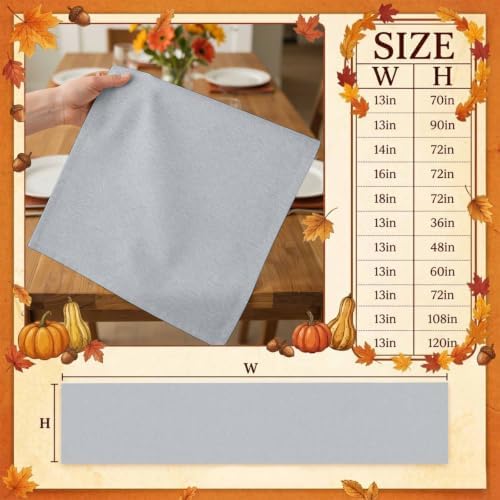 Silver Gray Table Runner 120 inches Long Boho Light Gray Solid Modern