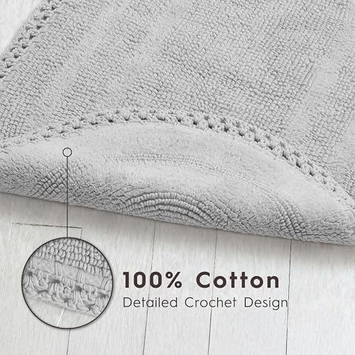 Laura Ashley Camilla 100% Cotton Oval Bath Mat with Crochet Border