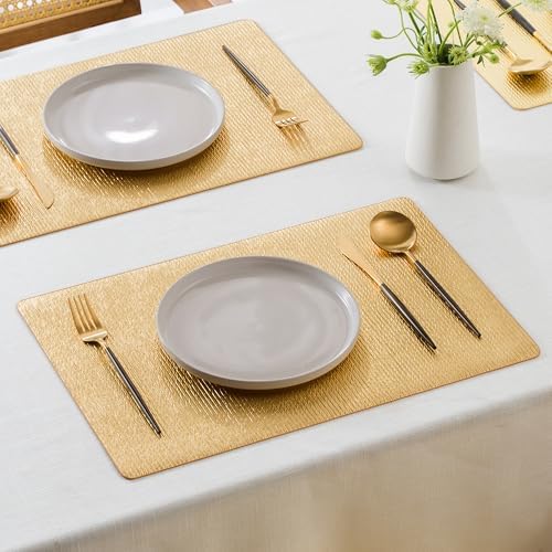 Jovono Faux Leather Placemats Set of 6, Waterproof Washable Table