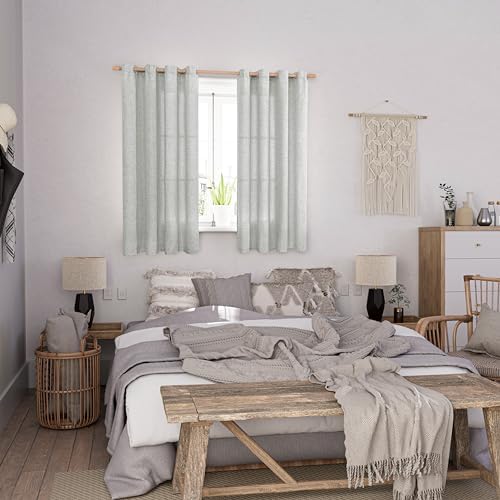 BGment Light Grey Faux Linen Curtains 63 Inch Length 2 Panels for