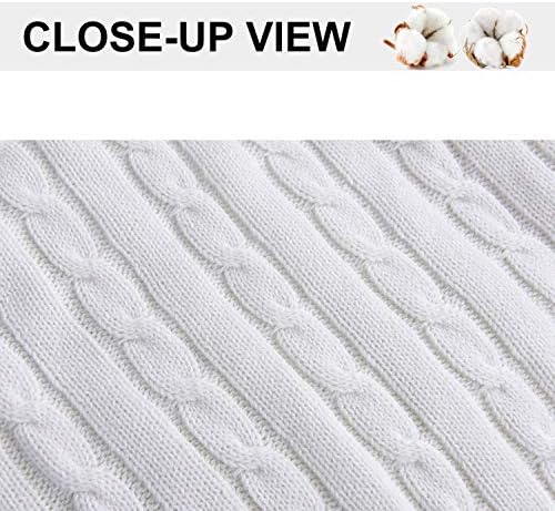 Cable Knit Throw Blanket, Woven Throw Blanket for Bed Couch Sofa Home