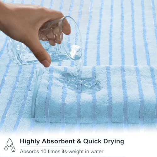 8 Pcs Blue Cabana Stripe Bath Sheet Set Oversized Bath Towel-2