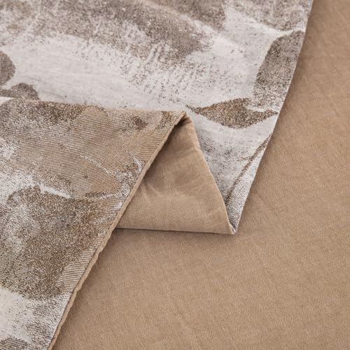 Brown Floral 100% Cotton Duvet Cover Queen Size, Soft Breathable