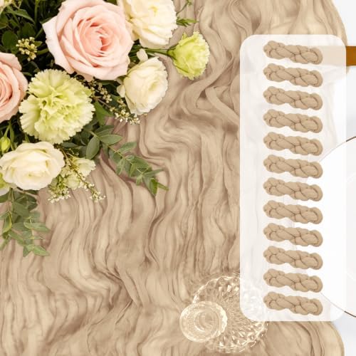 Cheesecloth Table Runner 12 Pack 17x108 Inch Beige Boho Gauze Fabric