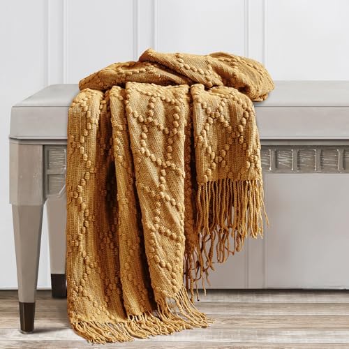 BOURINA Almond Throw Blanket 50 x70 Inch Jacquard Throw Knitted