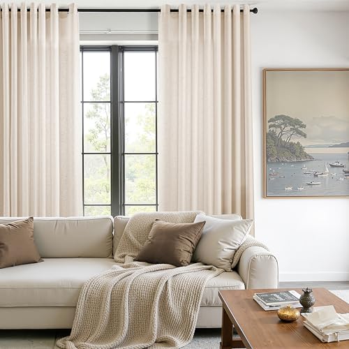 Extra Wide 100 x 108 inch Linen Curtains for Living Room Divider Light