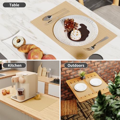 Cloth Placemats, Set of 4 Heat-Resistant Cotton Linen Blend Double