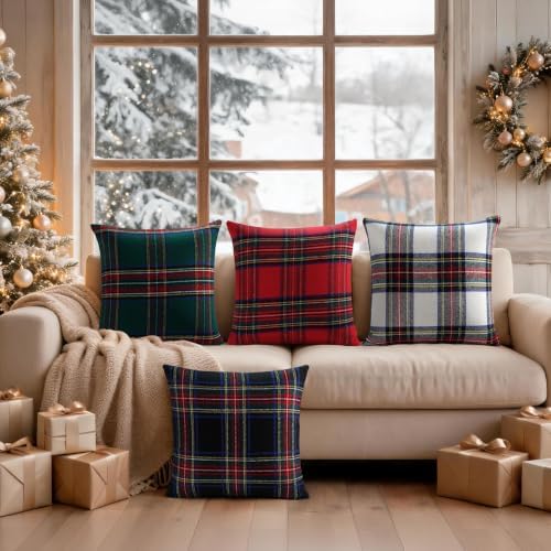 Artmag Christmas Plaid Pillow Covers 22x22 Inch Set of 2 Scottish