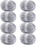 Gray Chunky Yarn for Hand Knitting - #10 Jumbo Chenille Yarn for