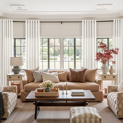 Jowels Natural Cream Linen Grommet Curtains 63 Inch Long for Living