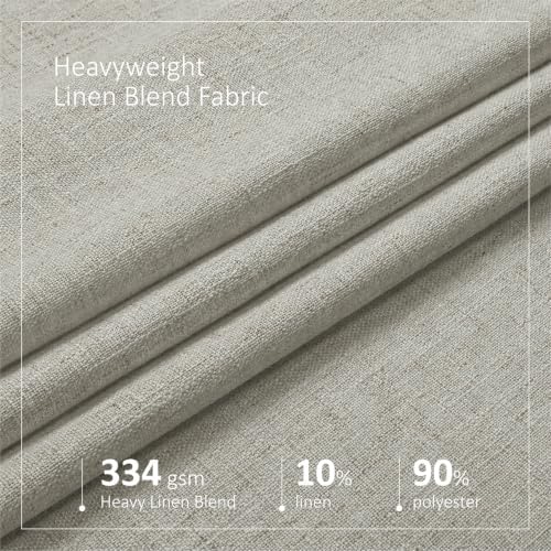 Pinch Pleated Semi Sheer Linen Curtains 108 Inches Long, Light Grey