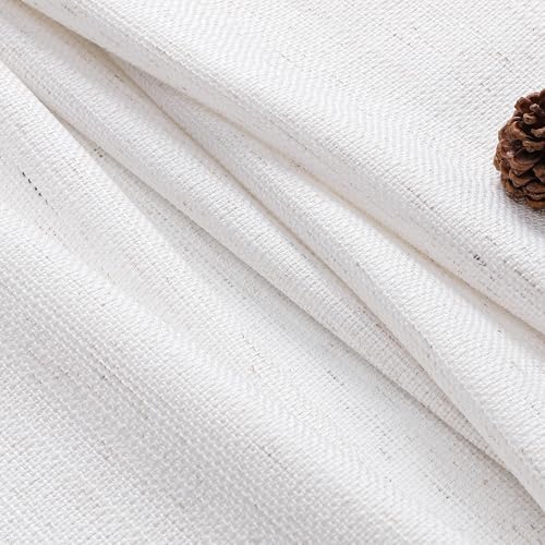 Natural Window Curtains 84 Inches Long 2 Panels Set, Faux Linen
