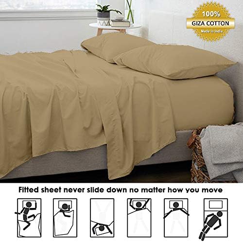 Shreem Linen 100% Giza Egyptian Cotton 4 Piece Flex Head King Sheet