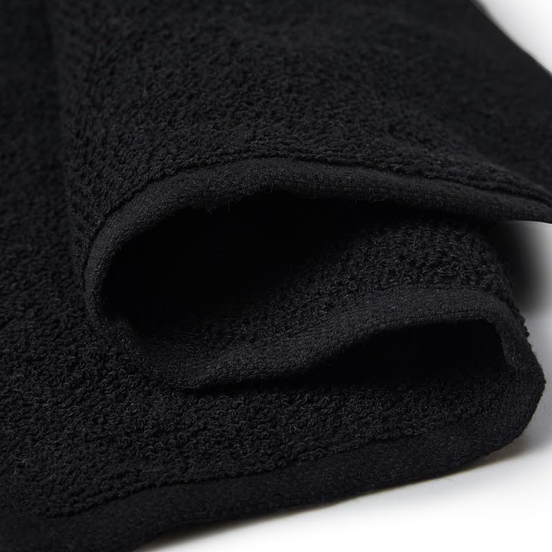 Encasa XO Terry Cloth Kitchen Towels, Dish Cloths 12"x12" Terry Black