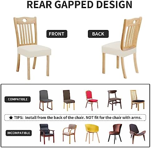 Easy-Going Waterproof Seat Covers for Dining Chairs Set of 4, Ivory