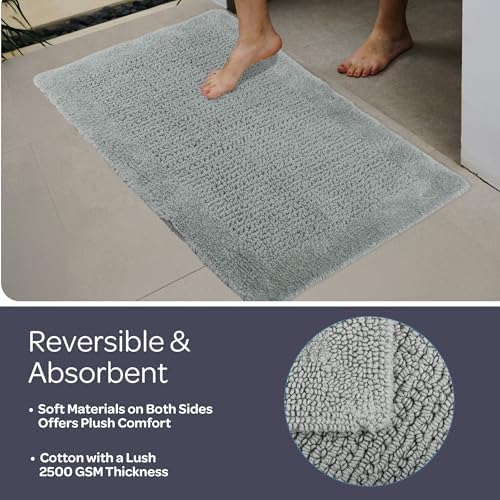Bathroom Rugs - 2-Piece 2500GSM Cotton Bath Mat Set - Reversible Rugs