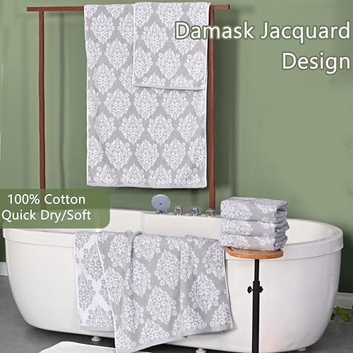 Gray Towels for Bathroom - Cotton | Soft | Quick Dry | Lightweight